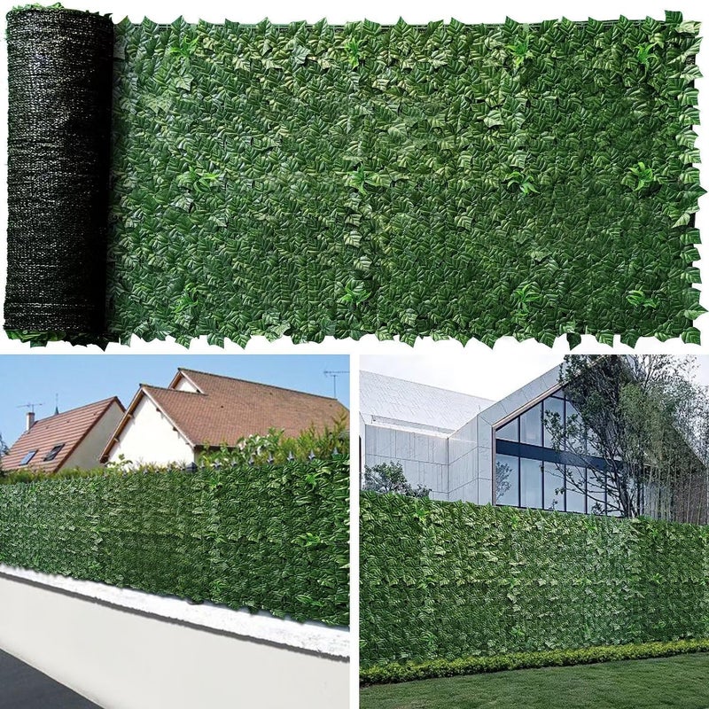WUPUSDER Artificial Ivy Fence Privacy Screen with Mesh Back, 39" x 118" Faux Ivy Vine Leaf Fence Panels, Balcony Privacy Screen, Hedge Wall Decoration for Outside, Garden, Yard, Patio - Image 1